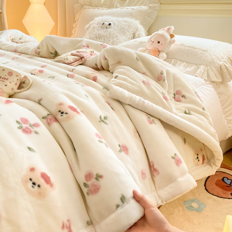 雅鹿毛毯被子1.5米x2米被子冬季毛毯冬天加厚加绒单人被毯子冬被6-8斤 曼塔小熊【3秒速暖 不压身不掉毛不静电】 150*200cm-4斤