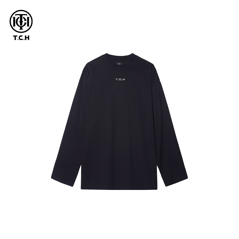 TCH真5折服饰轻奢潮流长袖T恤男字母烫钻秋内搭休闲秋衣T69C086009 L 京东折扣/优惠券