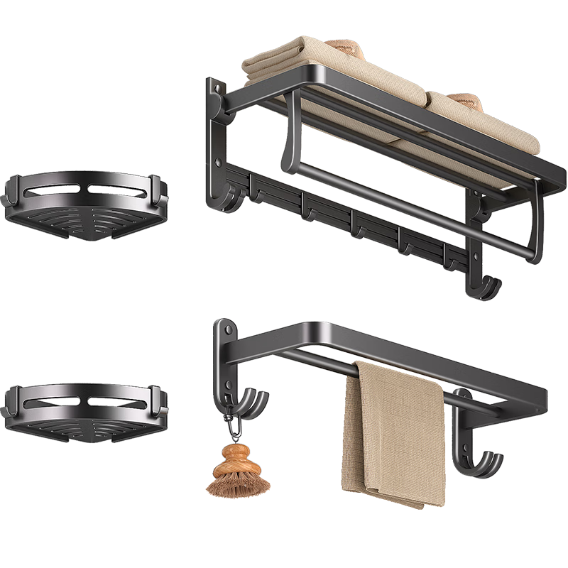 佳帮手卫生间置物架套装 免打孔毛巾架浴室用品置物架壁挂多功能三件套