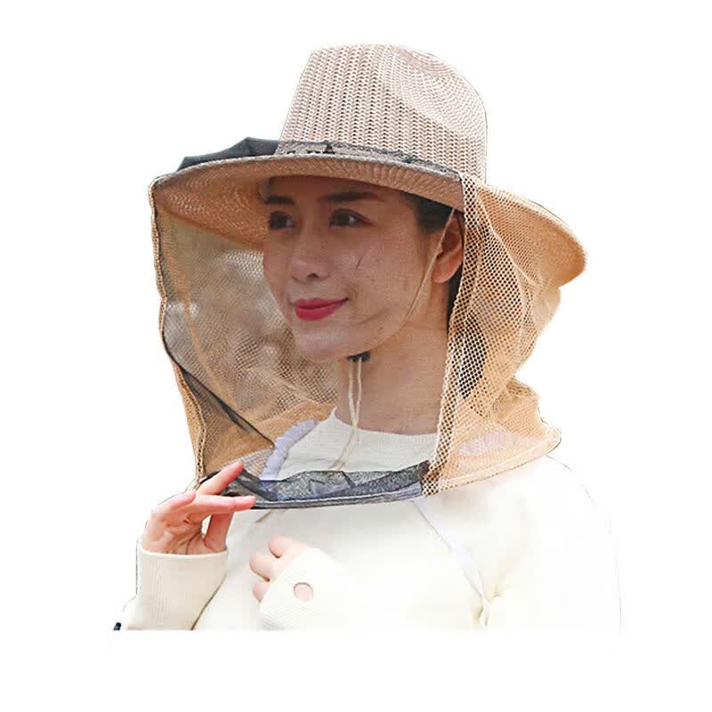 郦狼防蜂帽 面网防蜂服养蜂工具迷彩蜂帽子透气防蜂罩加厚网纱蜂具