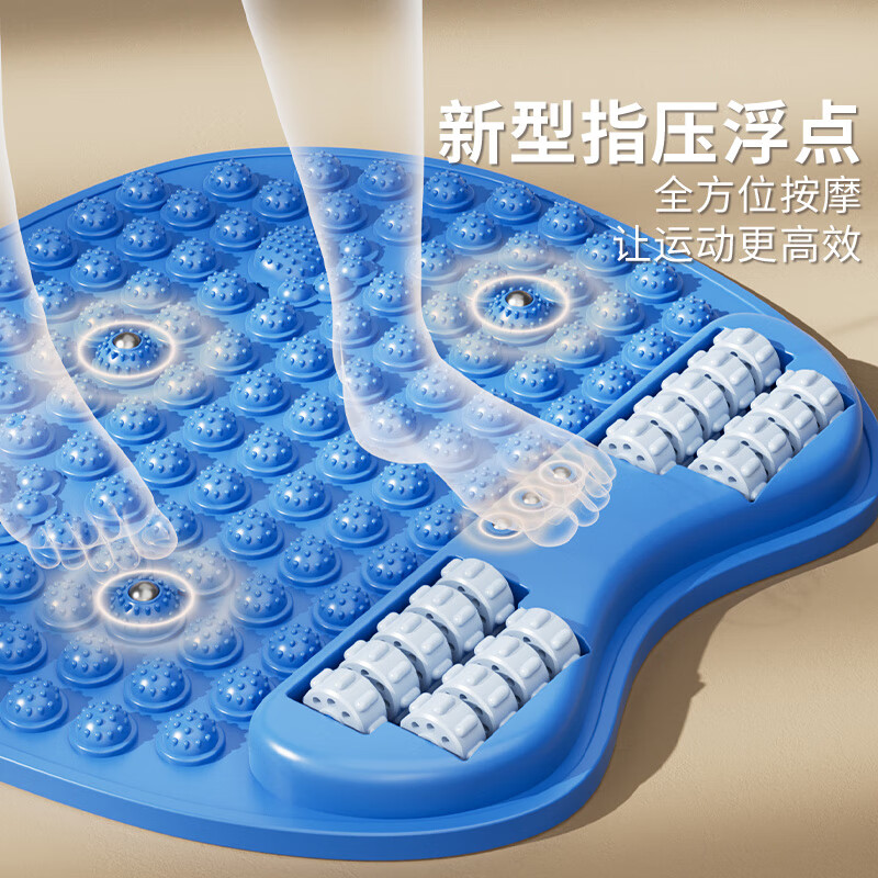 加厚指压板超慢跑足底按摩脚垫按摩脚踩通经络原地跑步 七代猫爪双用款【22个按摩滚轮-天空蓝】超大径65