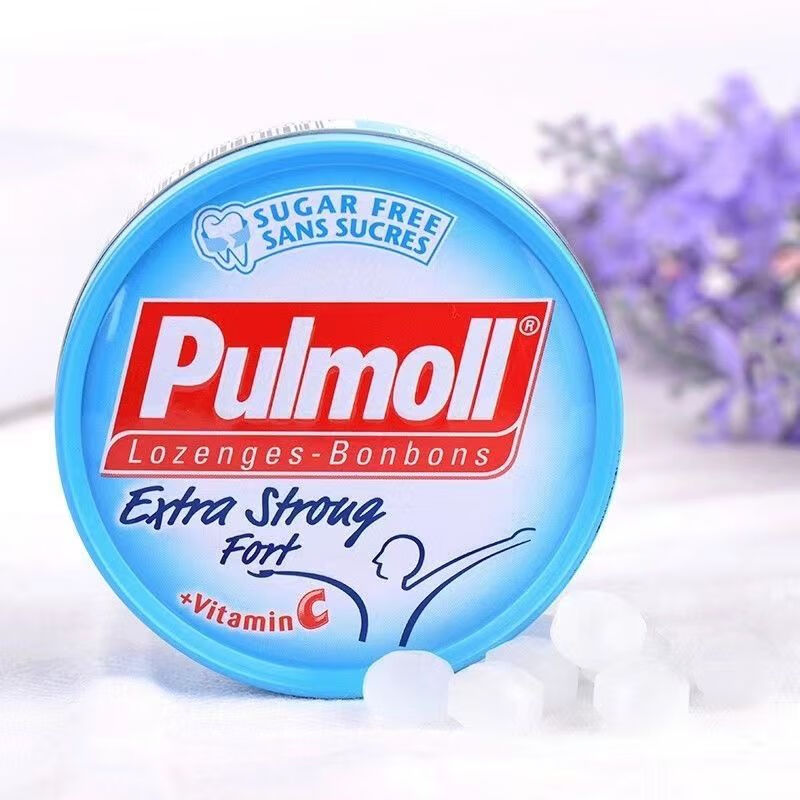 飚摩德国Pulmoll原装进口薄荷糖喉糖清凉嗓子零食润喉硬糖 水果味选择 特强薄荷味糖45g/盒*5