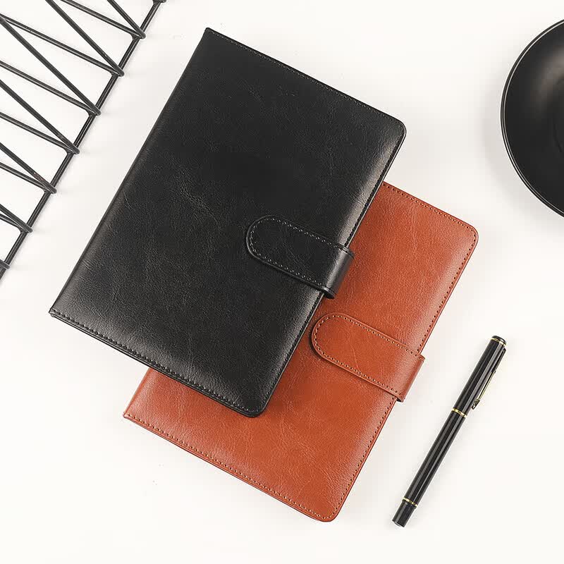 忠简文具B5商务搭扣记事本笔记本本子磁吸皮面本办公会议日记本简约记账办公用品文具可定制  18-228黑色