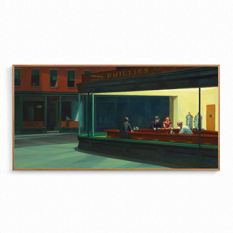 周末岛夜鹰》爱德华霍普油画夜游者装饰画客厅餐厅酒店卧室床头挂画
