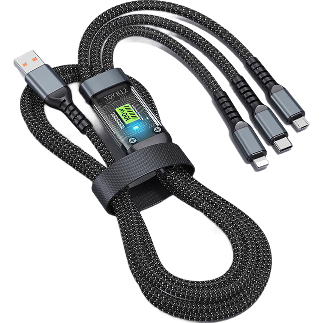 透明仓三合一数据线适用苹果华为OPPO安卓type-c三头充电线手机通用一拖三多功能车载 透明仓 三合一 1条装