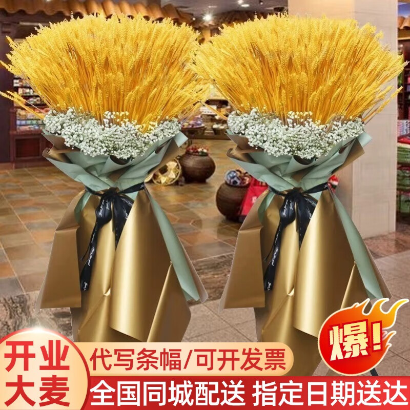 領(lǐng)香鮮花速遞開業(yè)花籃喬遷商務(wù)用花演出祝賀大麥花籃全國同城配送 開業(yè)花籃-1個(gè)-開業(yè)大麥