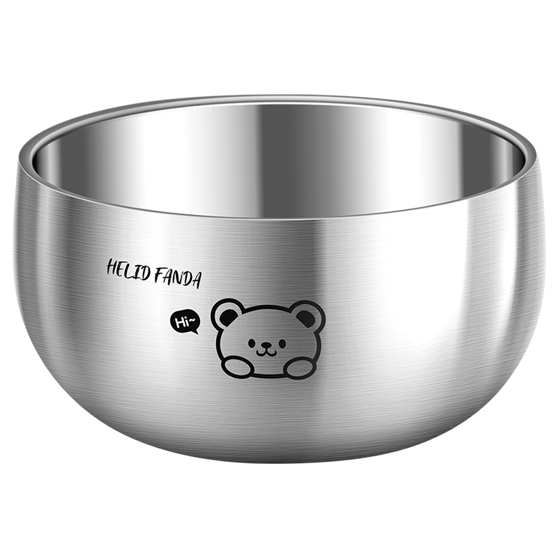 沃德百惠(WORTHBUY)316不銹鋼碗家用中空隔熱防燙兒童碗輔食碗雙層防摔面湯碗米飯碗 316碗:赫赫熊13cm*3