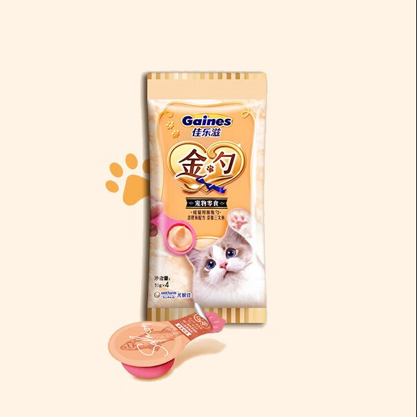 佳乐滋佳乐滋金勺进口成猫慕斯勺挑嘴喵湿粮撸猫零食小 鲣鱼配方添加三文鱼10g*4支