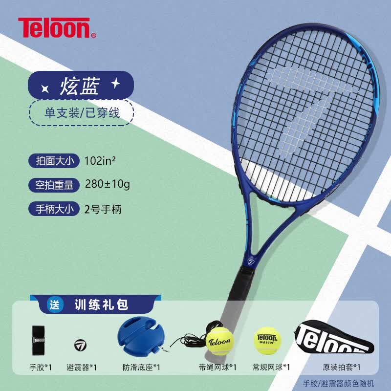 天龙（Teloon）网球拍带线回弹网球初学者训练器大学生男女单人自打套装 MARK V（2号柄）含初学套装