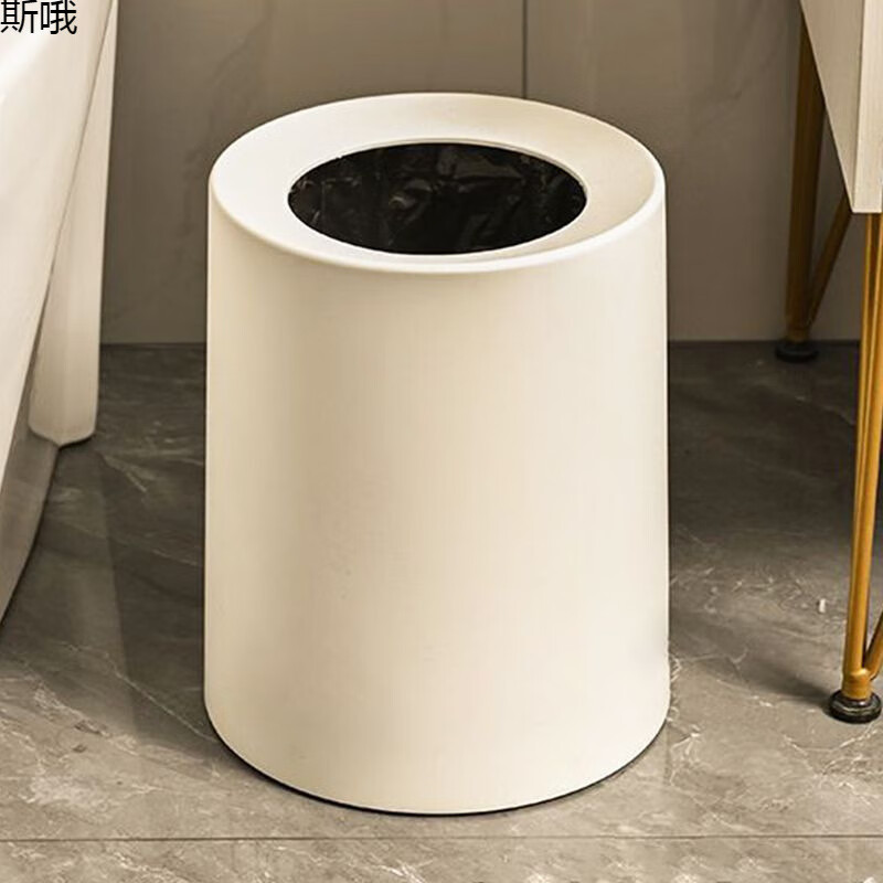 【优选】垃圾桶家用客厅卧室无盖双层轻奢厨房办公室简约现代2024 月光白内外双桶（1个装） 纯白 11L