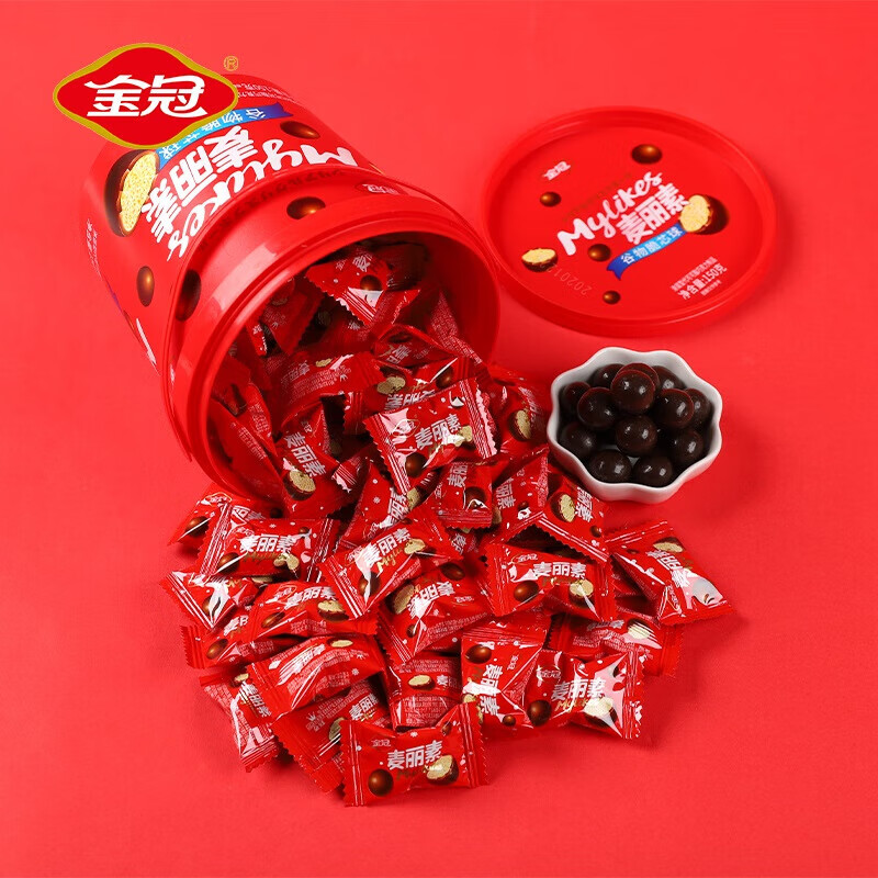 金冠麦丽素桶装夹心巧克力豆年货 桶装麦丽素150g[约70颗]