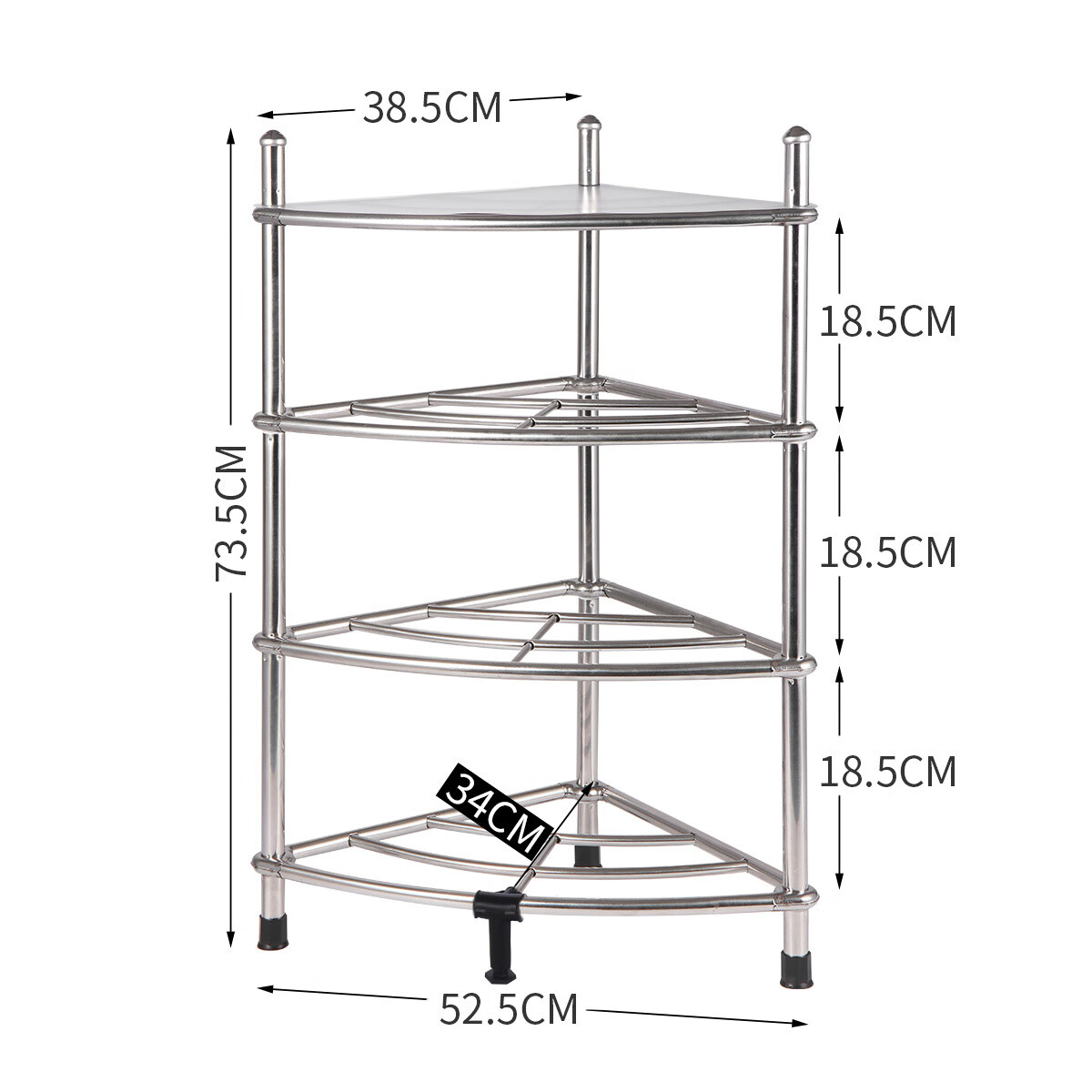 歐潤(rùn)哲不銹鋼臉盆架免打孔浴室落地置物架廚房陽(yáng)臺(tái)轉(zhuǎn)角多層收納架 不銹鋼四層