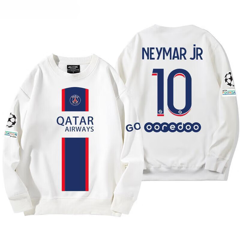 森辽欧冠法甲巴黎圣日耳曼姆巴佩梅西球衣内马尔卫衣男女秋冬上衣加绒