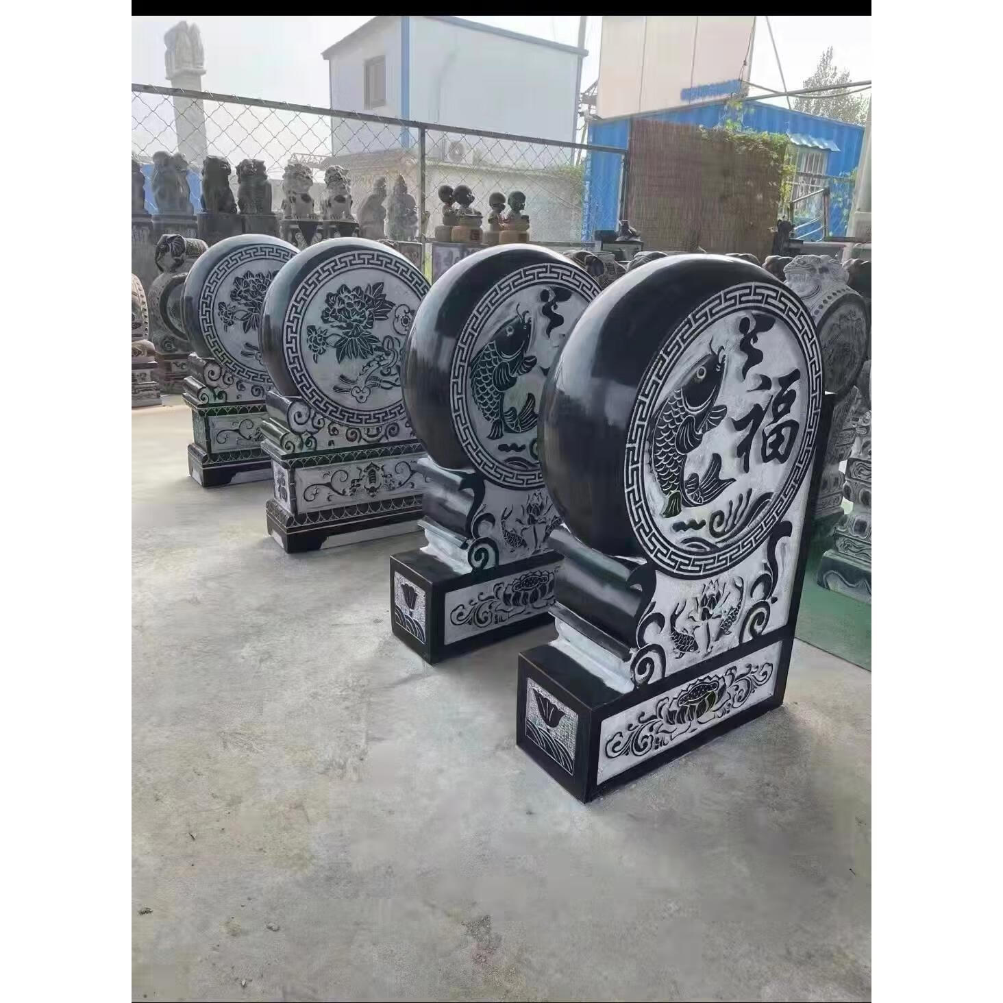 抱鼓石方形 仿古天然青石石雕门墩抱鼓石象石墩石鼓门鼓家用庭院 精雕