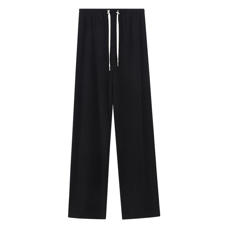 米度麗 孕婦褲秋冬闊腿褲無托腹休閑直筒褲垂感大碼孕婦裝 黑色 XL