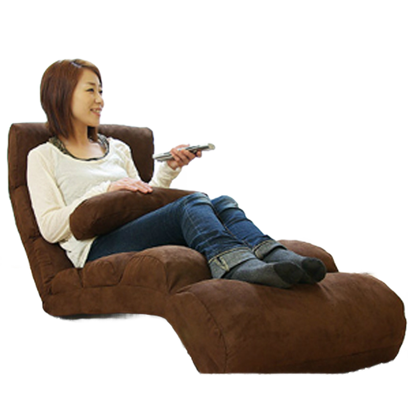 生活乐章 懒人沙发椅单人简易折叠沙发床上飘窗阳台小户型布艺躺椅 粉色扶手加长款