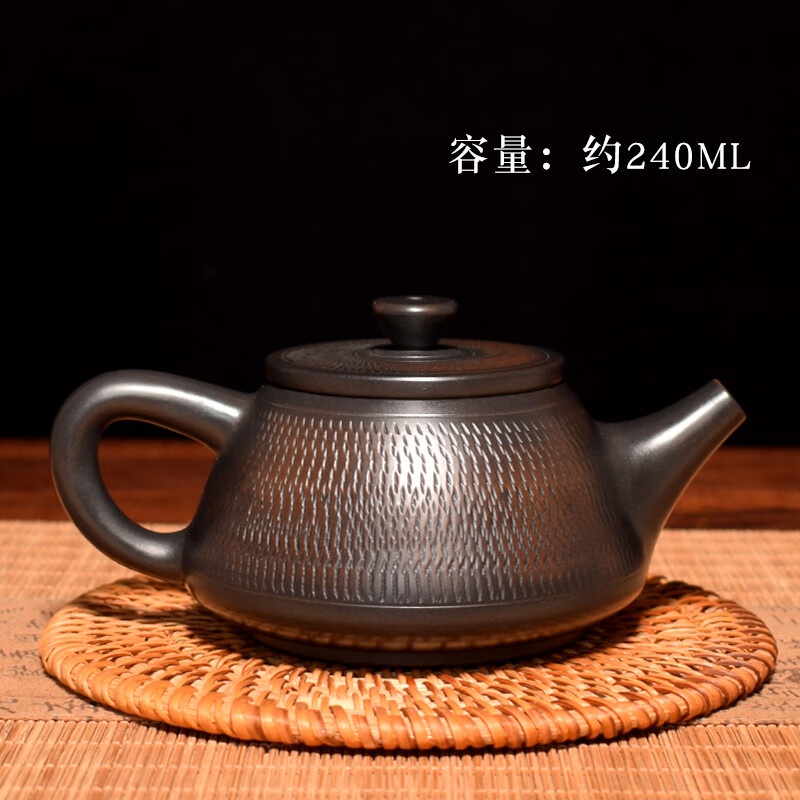 家小优高端手工云南建水紫陶茶壶大师滇垚建水紫陶茶壶手工刻纹石瓢壶
