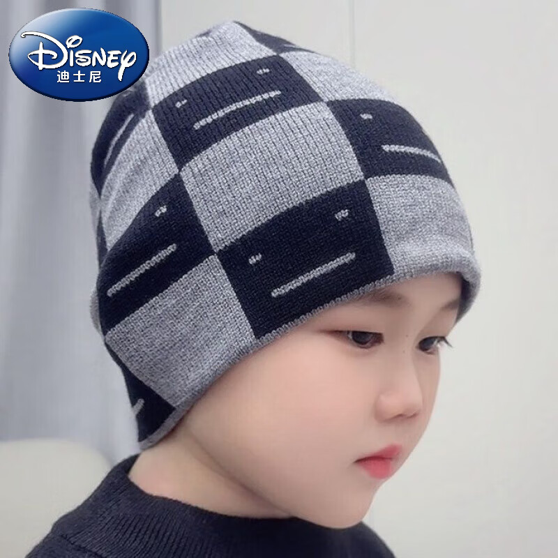 迪士尼(Disney)2-12儿童护耳帽秋冬男童帽子围巾2件套男孩帅气套头帽超酷高品质 灰色【帽子+脖套】 适用3-12岁儿童弹性很好