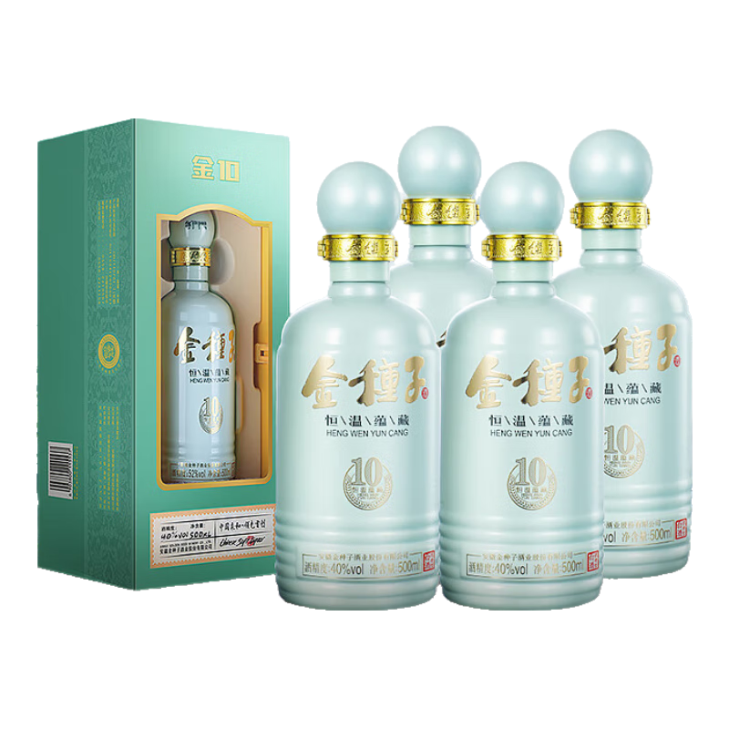 金種子 金10 濃香型白酒 40度 
 500mL*4瓶 整箱裝 年貨送禮