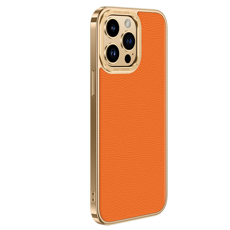 麦焕苹果12手机壳防摔iPhone12promax真皮电镀保护套12pro镜头全包软边时尚简约男女款 【爱马橙】慕尚单壳 苹果12ProMax