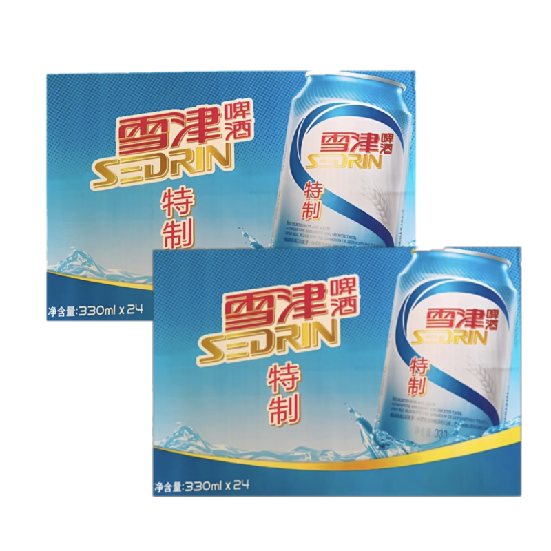 雪津啤酒麦之初啤酒大瓶装精酿大师工艺640ml*12瓶整箱 雪津特制* 330mL 48罐