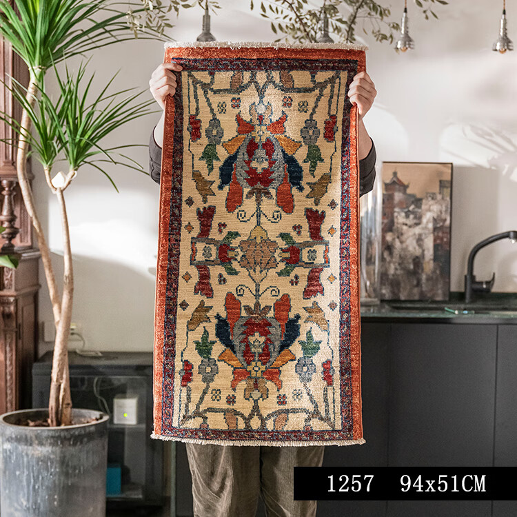 阿富汗地毯阿富汗手工打结羊毛美式复古民族风玄关墙面挂毯地 1257 94