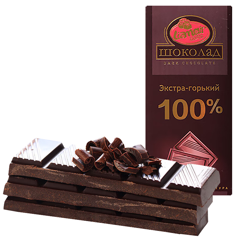 拉迈尔100%纯黑巧克力90g 俄罗斯进口健身食品网红休闲零食无糖苦味美食