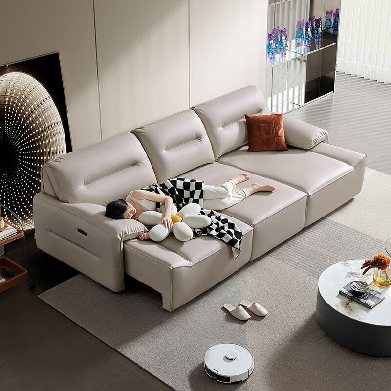 芝华仕(CHEERS)头等舱布艺沙发奶油风功能伸缩两用沙发床芝华士40272白三