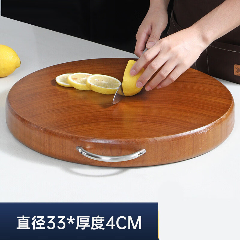 萝塑正宗越南红铁木切菜板实木家用厨房防板砧板圆形铁树菜墩 33*4cm