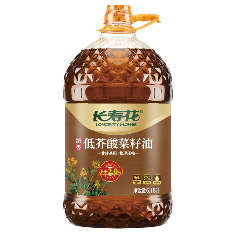 长寿花低芥酸浓香菜籽油6.18L 非转基因 物理压榨