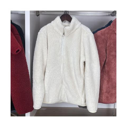 女装长绒摇粒绒珊瑚绒外套拉炼茄克长袖E459794/470137/479611 乳白色加厚款 乳白色加厚款 S