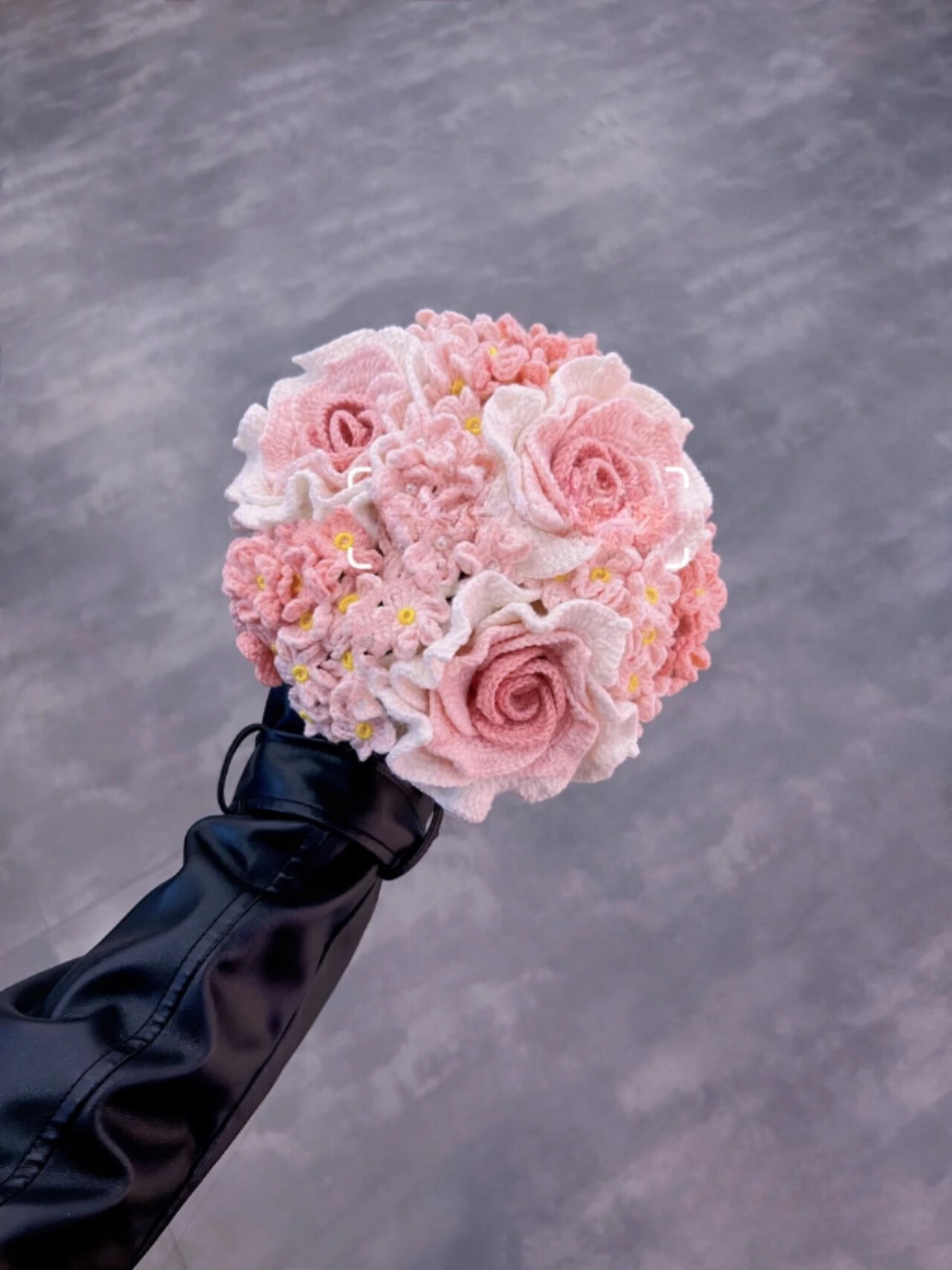 手捧花新娘结婚礼物diy手工自制材料包毛线编织泰国玫瑰仿花束送 三朵