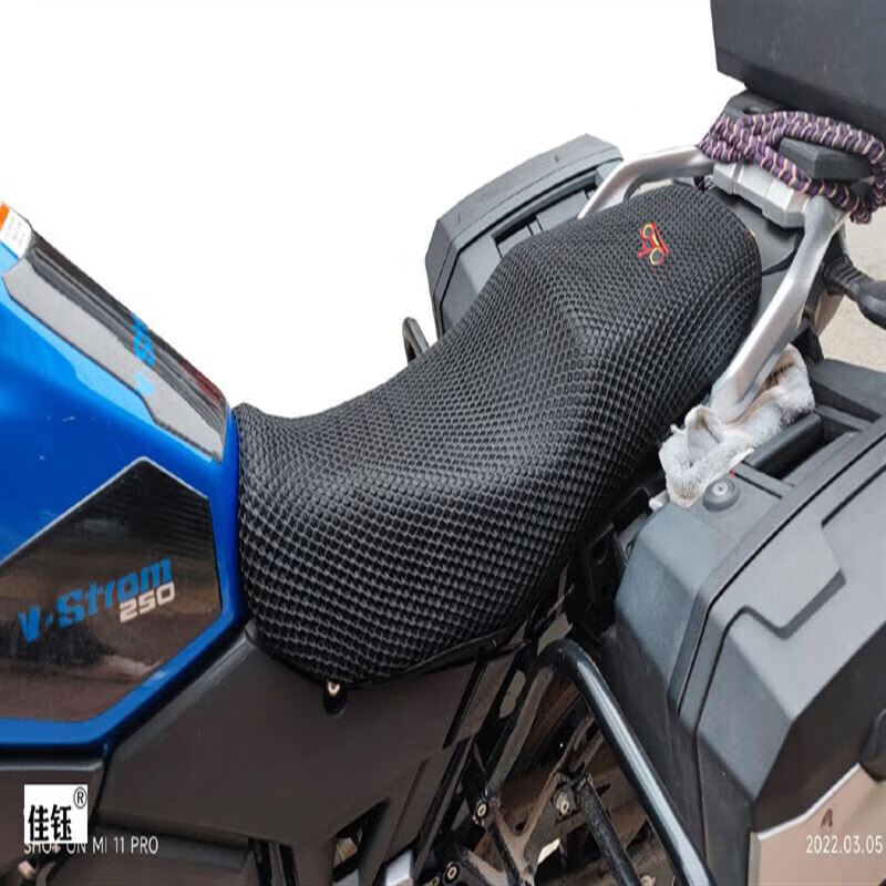 苍塑适用于-py200拉力摩托车坐垫套蜂窝网状防晒透气隔热座套 黑色加