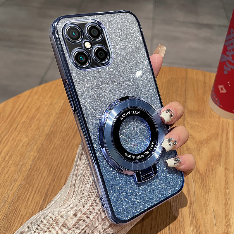 妙之选华为nzoneS7pro+手机壳中国移动zones7por保护5G硅胶套SP300全包s7防摔透明软nzone带支架nzonesp 【闪粉-玫瑰金】透明电镀送全屏钢膜+支架 华为智选 NZONE S7 Pro+