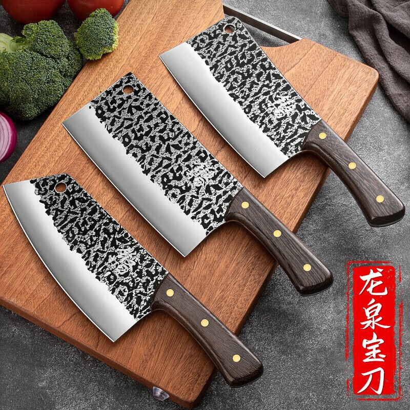 小天籁(XIAO TIAN LAI)刀具套装龙泉菜刀菜板套装锻打切片刀砍骨刀厨房砧板全套厨具套装 菜刀八件套【贈厨房用品7件套】