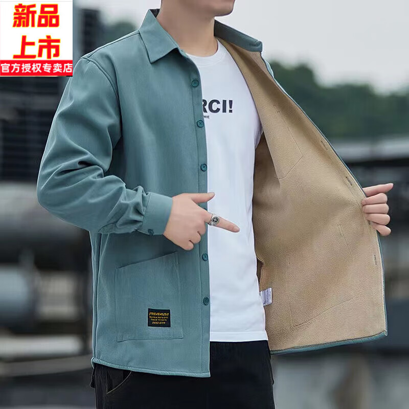 祺杰仕夏天男装男衬衫高档长袖外套纯棉春季宽松工装休闲宽松大码衬衣