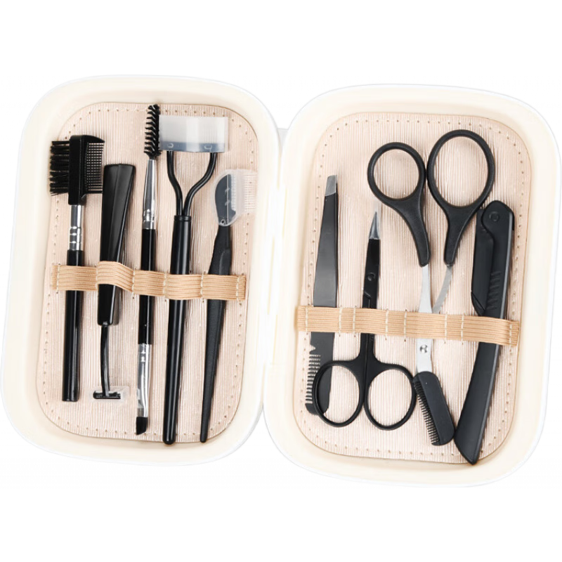 美道修眉工具套裝全套女士男士專用新手初學(xué)者眉夾鑷子小剪刀修剪器 A款_修眉9件套