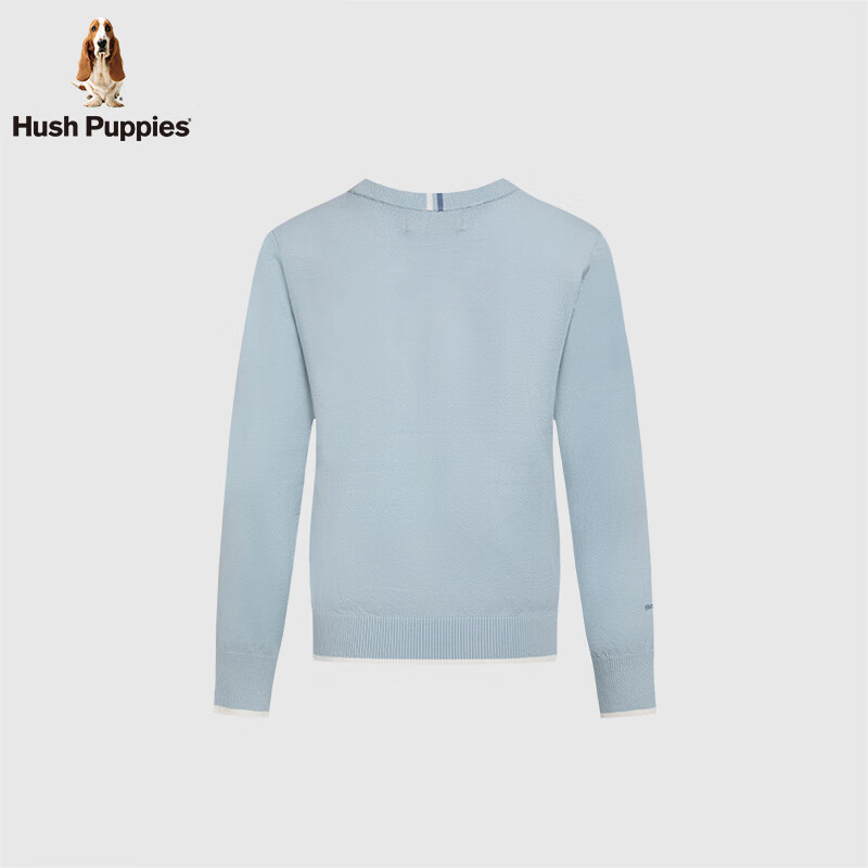 暇步士（Hush Puppies）【商场同款】女装秋季经典圆领弹力长袖线衣 海雾蓝 S