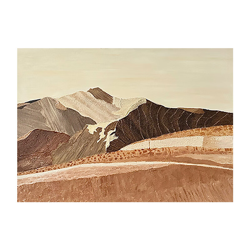 山头林村山峰油画背景布 抽象山峰肌理纯手绘油画客厅装饰画侘寂风背