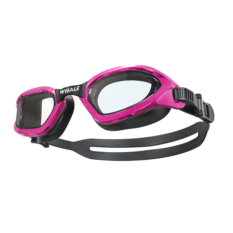 鲸鱼S4专业儿童防雾泳镜防雾剂1888天起雾换新免高清护眼近视游泳眼镜 玫瑰红(透明镜片)+赠泳帽