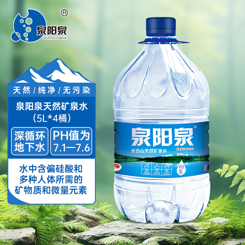 泉阳泉（QUANYANGQUAN）长白山泉阳泉天然矿泉水 泉阳泉5L*4桶