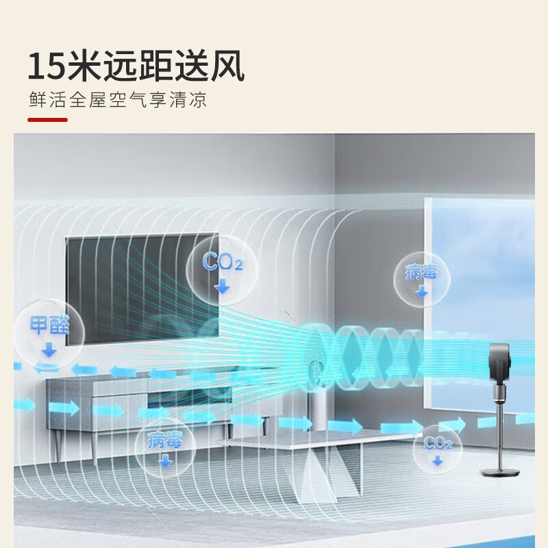夏普【新品】空气循环扇家用电风扇3D立体摇头落地扇直流变频对流低噪轻音定时伸缩电扇除菌空调扇 【语音升级款】米白色PJ-CD420A-W