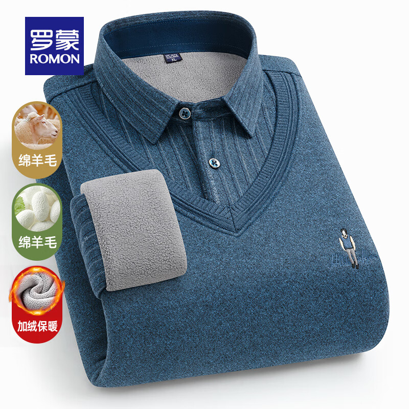 ���ڲ��������ɣ�ROMON������ë��������֯�����ﶬ�¿ů��ɫӡ��������޼Ӻ���ë�� 606ī�� L /170������95-115�