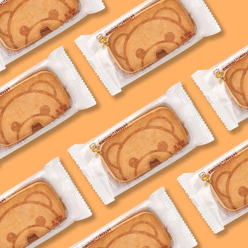 卡宾熊大凹煎饼小熊蜜松饼干休闲小零食儿童早餐薄脆饼干煎饼独立小包装 蛋烤味24包
