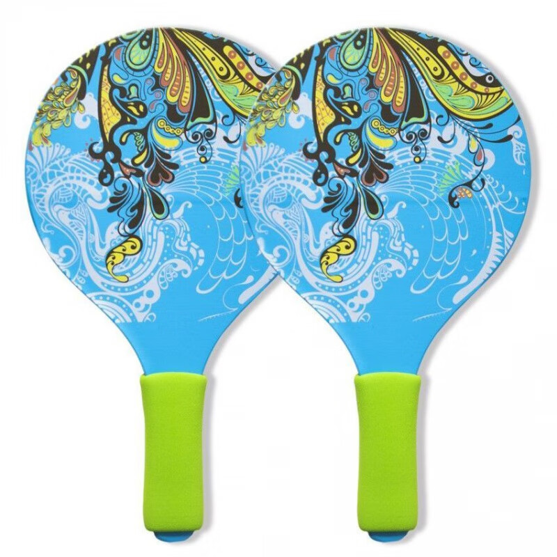 优猎新款板羽球拍三毛球拍一副两只实木毽球拍七彩凤凰款式送10球