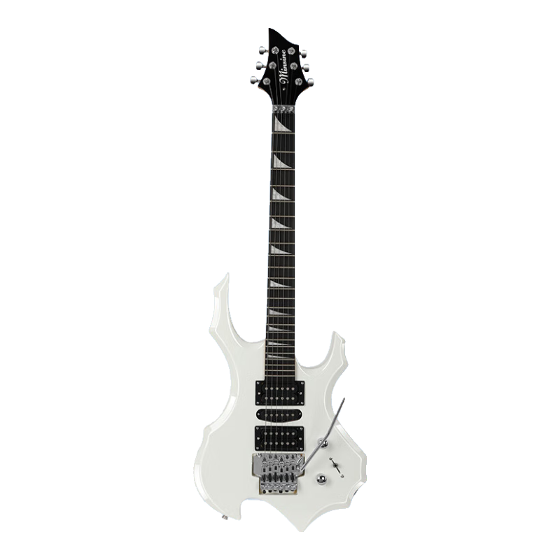 名森(Minsine)火焰白/火焰?zhèn)€性異形電吉他 成人專業(yè)級大雙搖初學(xué)者演奏電子吉它