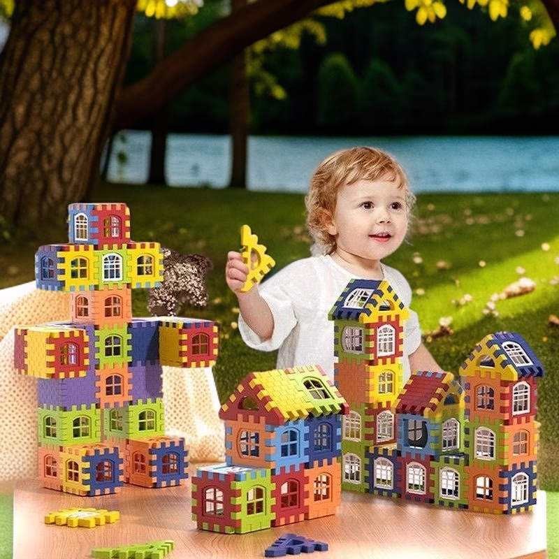 爱乐心新款大号DIY房子积木超厚益智儿童玩具新年礼物 锻炼思维【袋装180片含窗30个】