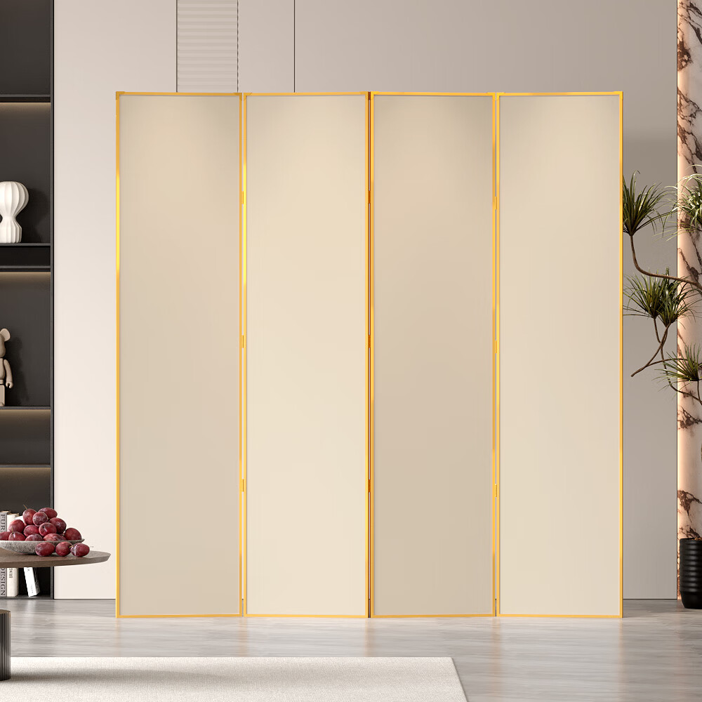 木大仙现代简约纯色折叠屏风隔断遮挡餐厅办公室客厅简易移动铝合金折