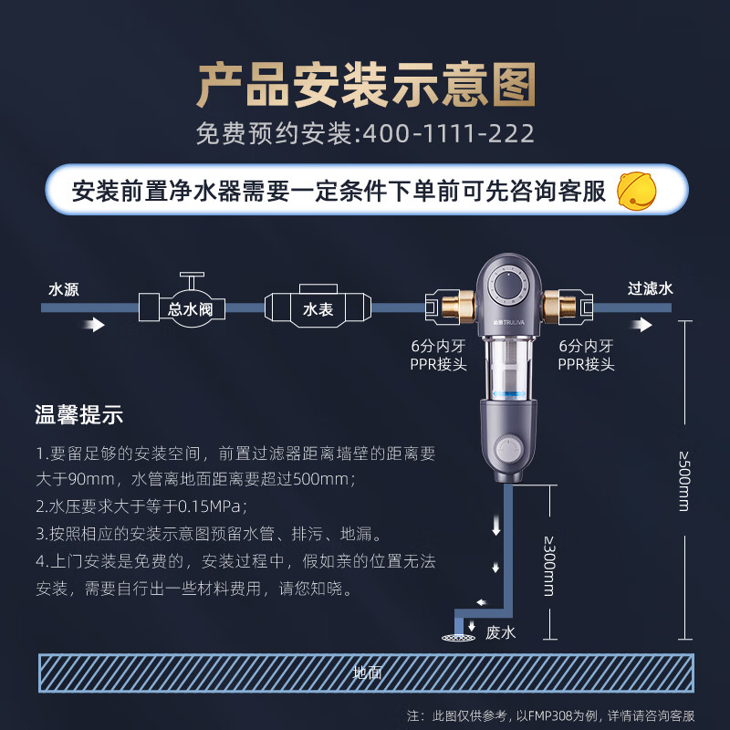 沁园（TRULIVA）升级款顶配前置过滤器 7.5吨/小时大流量 全屋家用净水器P-A5510