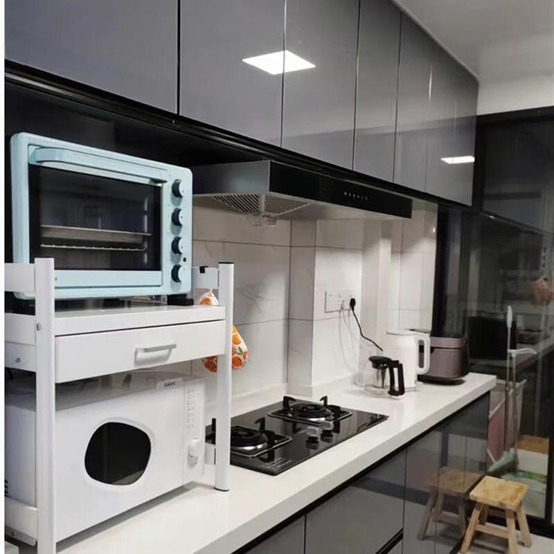 仁聚益厨房橱柜门板定制晶钢门带框铝合金灶台门免打孔橱柜门板自装